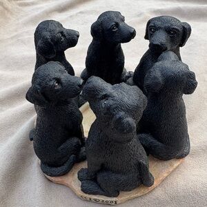 🕯️Continental Creations True Friends Black Labrador Dogs Tea Candle Light Holder